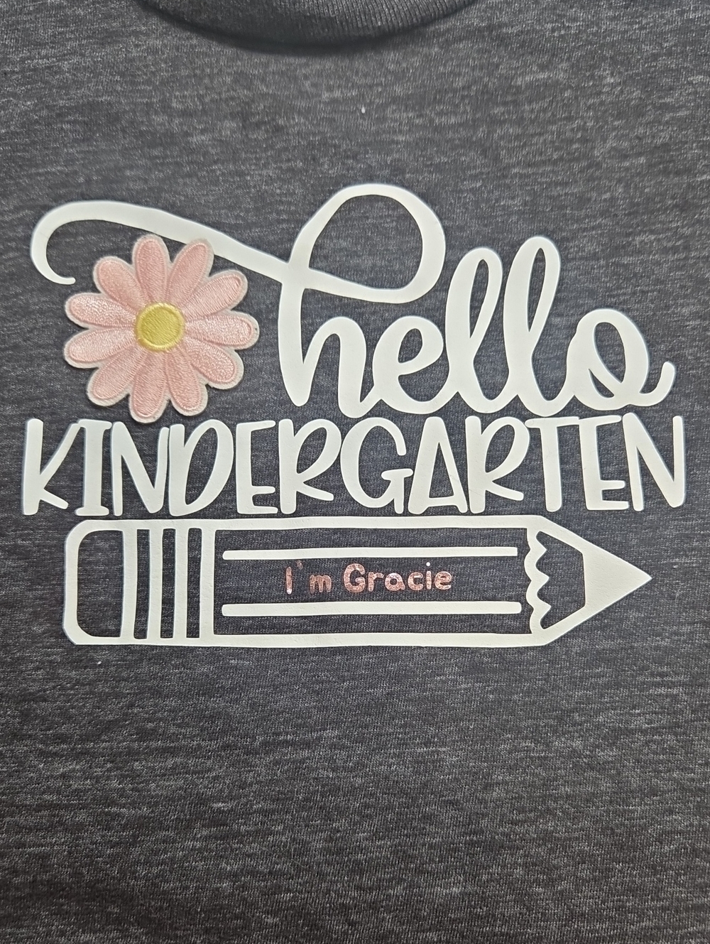 Hello Kindergarten Graphic Tee - Pink Flower